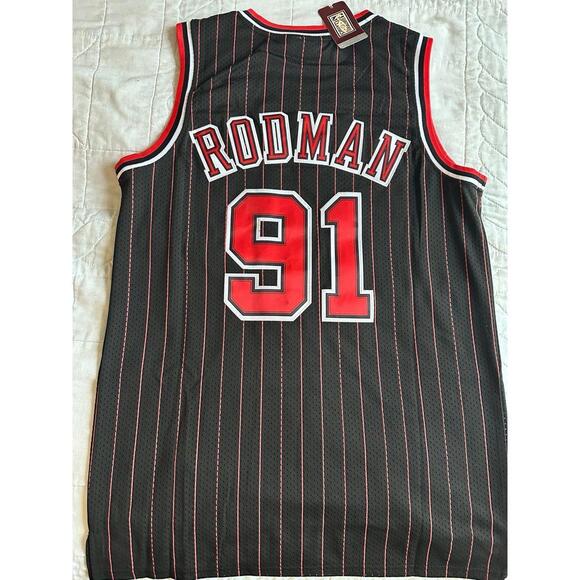 DENNIS RODMAN CHICAGO BULLS Jersey MITCHELL & NESS BLACK (NWT) LARGE - Picture 4 of 5